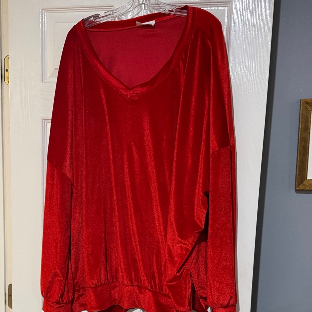 Rolling ranch boutique rich red velvet tunic generous 2x/3x nwot